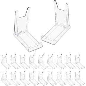 Plate Holders For Displaying 20 PCS Acrylic Display Stands Card Stand Picture Easel Sign Comic Book Shelf Small Easels Decorative Frame Tables Photo CD Magazine Mini Base Home Office Decor