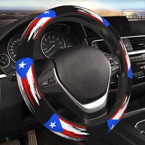 Puerto Rico Puerto Rican Flag Steering Wheel Cover for Men Women Anti-Slip Elastic Thickened Steering Wheel Cover Universal Fit 15 Inch