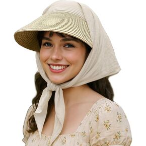 Croogo Straw Visor Hat Hat Summer Flap Visor Hat for Women Came Controm Cap مع قبعة شاطئية عريضة للسفر