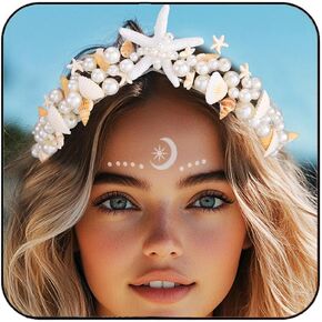 CAKURE Starfish Mermaid Crown Sea Shell Headband Bride Wedding Tiaras Beach Hair Accessories for Women