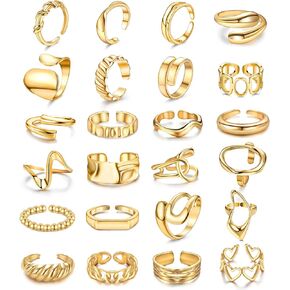 RIOSO 24PCS حلقات مكتنزة ذهبية للنساء