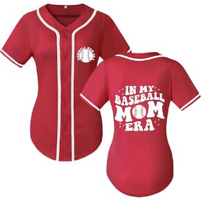 Womens Baseball Jersey in My Baseball Mom Era Tshirts Softball Sports Active Tee Game Day Uniform Button Down Top