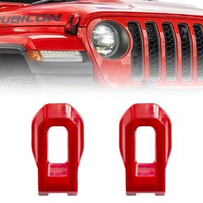 Hood Latch Lock Catch Brackets Cover Compatible with 2018-2024 Jeep Wrangler JL Gladiator JT Exterior Accessories Decoration, ABS Red 2pcs