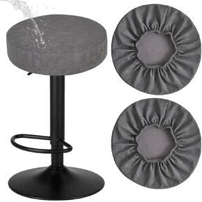 Stool Covers Round Waterproof PU Round Bar Stool Covers Stretch Barstool Seat Covers Round Bar Chair Covers with Elastic Bands Washable Stool Cushion Slipcovers Set of 2 Printed-Black in Kuwait
