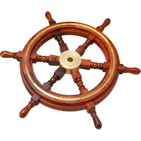 Brainmart 18-Inch Nautical Wooden Ship Wheel Decorative Wall Hanging – Classic Maritime Style, Perfect for Home, Office, or Boat Décor