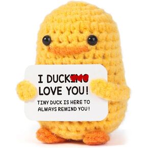 Mini Funny Duck Valentines Gifts for Her/Him, Wife Husband Girlfriend Boyfriend I Love You Gifts, Commemoration day Birthday Gift, Duck Decorat, Adorable Handmade Crochet Gift(I DUCKING LOVE YOU)