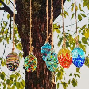 6pcs Hanging Garden Gazing Ball Hand-Blown Glass Witch Ball for Outdoor Patio Décor Hanging Friendship Balls Collectible Figurine Glass Eggs