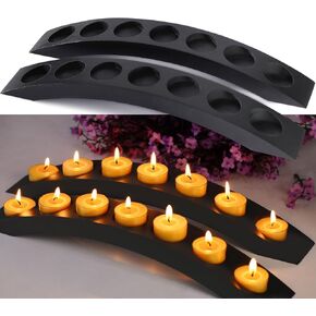 Wood Bridge Candle Stand, Tea Light Arch Holder, 7 in 1 Tea Candle Holder Dining Table Centerpiece - 2 PCS Rustic Wooden Color