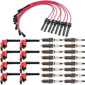 TRQ Ignition Kit Ignition Coil Spark Plugs Wire Set Compatible with 2004-2005 Dodge Durango 2003-2005 Ram 1500 Ram 2500 Ram 3500