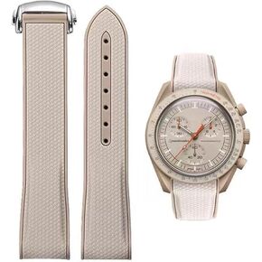 حزام ساعة 20 مم لساعة ساعة أوميغا X Swatch Moonswatch ، وطيّي شريط الإبزيم المتوافق مع Omega X Swatch Mononswatch Speedmaster ، ومنحني لا يوجد حزام بديل للفجوة