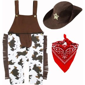 COSLAND 3pc Baby and Toddler Boys' Cowboy Outfit, Kids Halloween Costume, 3 Months-3T