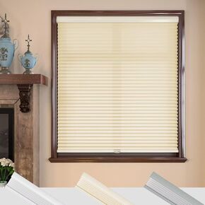 MYshade Cellular Shades, Cordless Light Filtering Windows Blinds for Bedroom, Bathroom, French Door, Camper, Living Room Pull Down Sheer Fabric Accordion Color Matched Window Shades 27"W X 72"H Beige