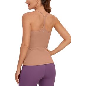 CRZ Yoga Butterluxe Womens Racerback Tank مع بنيت في حمالة صدرية - سباغيتي حزام رفيع تم تجريب نحيف اليوغا Camisole Mousse كبير