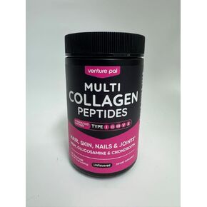 Venture Pal Multi Collagen Protein Powder - Hydrolyzed Collagen Peptides Type I, II, III, V, X + MSM, GC & Vitamin C |