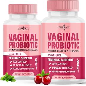 NEW AGE Vaginal Probiotics for Women with Prebiotics, Cranberry Extract, and a Lactobacillus Probiotic Blend, Supports Healthy pH Balance, Odor Control, Vaginal Flora - 120 Capsules