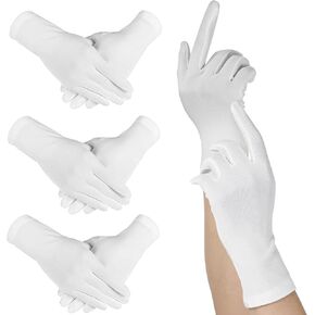 4 Pairs Satin Gloves for Women Short Wrist Length Opera Gloves for Wedding Party Formal for Halloween