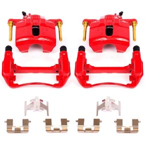 Power Stop Front S1460 زوج من الفرجار المطلي بالمسحوق الأحمر عالي الإيقاع لـ Acura CL ، Acura Integra ، Acura TL ، Acura Vigor ، Accord ، CR-V ، Odyssey ، Prelude ، OASIS [Model Secons]