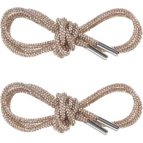 1-Pair Rhinestone Shoelaces for Sneakers 39" Round Bling Crystal Drawstring Cords for Sneakers/Boots/Hoodie Rhinestone Hoodie String Rope Shoe Laces Replacement [Champagne]