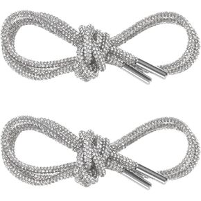 1-Pair Rhinestone Shoelaces for Sneakers 39" Round Bling Crystal Drawstring Cords for Sneakers/Boots/Hoodie Rhinestone Hoodie String Rope Shoe Laces Replacement [White]
