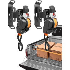 Dual-Pivot Retractable Truck Bed Ratchet Straps for Dodge Ram 1500, Multi-Angle Rotation Bed Mounted Retractable Tie Down Straps Compatible with 2002-2008 Ram 1500 2500 3500, 2019-2020 Dodge Ram 2500