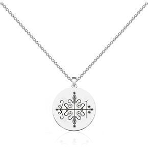 LQRI PAPA LEGBA Voodoo Necklace Loa Veve Symbol Netlace Maltual Gift Devallion Medallion Gift Deligion Gift