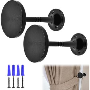 Curtain Tiebacks 2 Pack Curtain Holdbacks Curtain Holders for Wall ZincAlloy Curtain Holders Black Curtain Tiebacks Hooks for Home,Office,Bedroom,Drawing Room