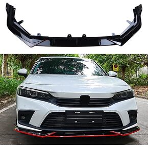 3PCS Front Bumper Lip Spoiler FIT 2021–2023 Honda Civic Sedan & Hatchback 11th Gen – Black/Red Lower Body Kit