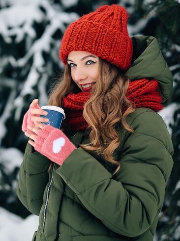 6 Pair Women Fingerless Gloves Convertible Flip Top Gloves Heart Winter Warm Half Finger Mitten for Women Men in Saudi Arabia