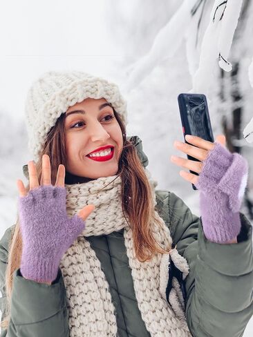 6 Pair Women Fingerless Gloves Convertible Flip Top Gloves Heart Winter Warm Half Finger Mitten for Women Men in Saudi Arabia