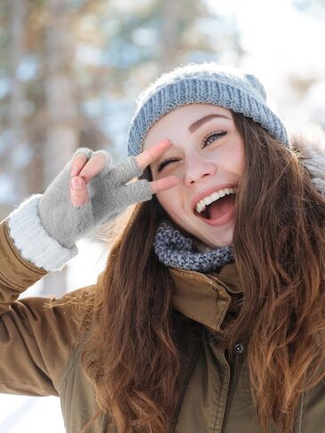 6 Pair Women Fingerless Gloves Convertible Flip Top Gloves Heart Winter Warm Half Finger Mitten for Women Men in Saudi Arabia