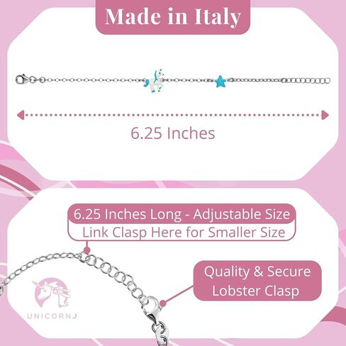 UNICORNJ Sterling Silver 925 Bracelet for Girls Trotting Unicorn and Star with Enamel 6.25" in Saudi Arabia