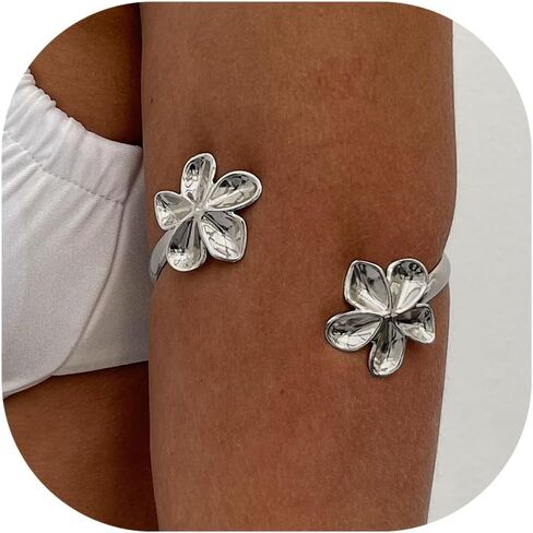 Arm Cuff Layered Bracelet Adjustable Leaf Flower Starfish Upper Arm Cuff Bangle Jewelry Gold Plated Bracelet Ring Set for Women Boho Summer Beach Essentials in Saudi Arabia