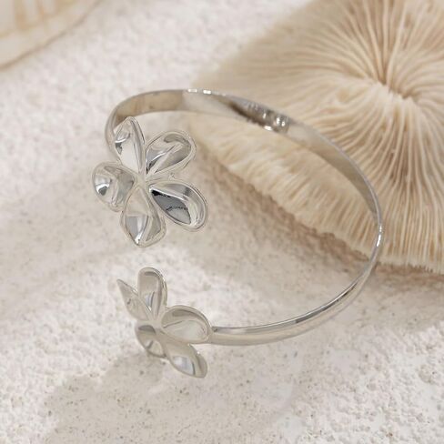 Arm Cuff Layered Bracelet Adjustable Leaf Flower Starfish Upper Arm Cuff Bangle Jewelry Gold Plated Bracelet Ring Set for Women Boho Summer Beach Essentials in Saudi Arabia