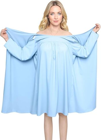 Open Back Hospital Gowns for Women Long Sleeve Open Back Dress Nursing Gowns Post Shoulder Surgery Dress in Kuwait