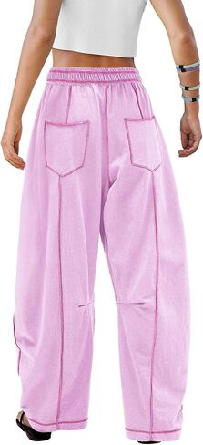 ReachMe Womens Barrel Baggy Sweatpants High Waisted Wide Leg Pants Drawstring Beach Pants Summer Vacation Outfits in Saudi Arabia