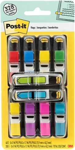 Post-it Flags Value Pack, 35/Dispenser, 8 Dispensers/Pack, .47 in Wide, Assorted Colors in Saudi Arabia