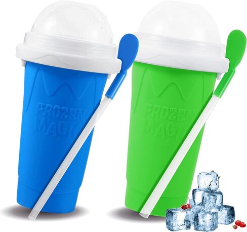 Slushie Maker Cup, Slushie Maker Magic Squeeze Cup Double Layer Squeeze Cup, Homemade Milkshake Maker Cooling Cup DIY for Family (Blue) in Saudi Arabia