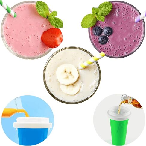 Slushie Maker Cup, Slushie Maker Magic Squeeze Cup Double Layer Squeeze Cup, Homemade Milkshake Maker Cooling Cup DIY for Family (Blue) in Saudi Arabia