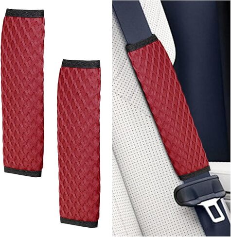 2PCS Car Seat Belt Covers Pads - Breathable Mesh Seatbelt Cushion Auto Seat Belt Pads for a More Comfortable Driving - Seatbelt Shoulder Strap Protector Harness Cushion Pad for Most Cars (Pink) in Saudi Arabia
