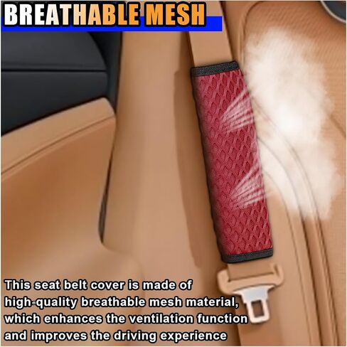 2PCS Car Seat Belt Covers Pads - Breathable Mesh Seatbelt Cushion Auto Seat Belt Pads for a More Comfortable Driving - Seatbelt Shoulder Strap Protector Harness Cushion Pad for Most Cars (Pink) in Saudi Arabia