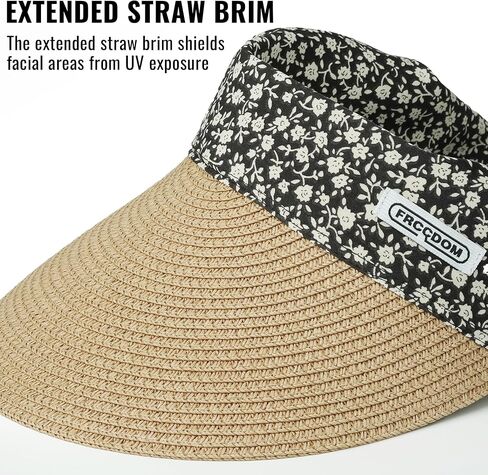 Croogo Straw Visor Hat Summer Flap Visor Hat for Women Sun Protection Cap with Wide Brim Travel Fishing Beach Hat in Saudi Arabia