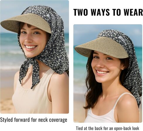 Croogo Straw Visor Hat Summer Flap Visor Hat for Women Sun Protection Cap with Wide Brim Travel Fishing Beach Hat in Saudi Arabia