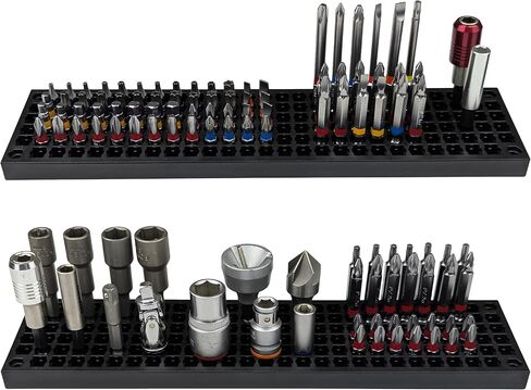 Free Zone Bit Organizer Set, 316-Hole 1/4" Hex Bit Toolbox Storage | Black; drive bit adapter & 1/2", 3/8", 1/4" socket holder compatible; anti-drop design; tools not included in Saudi Arabia