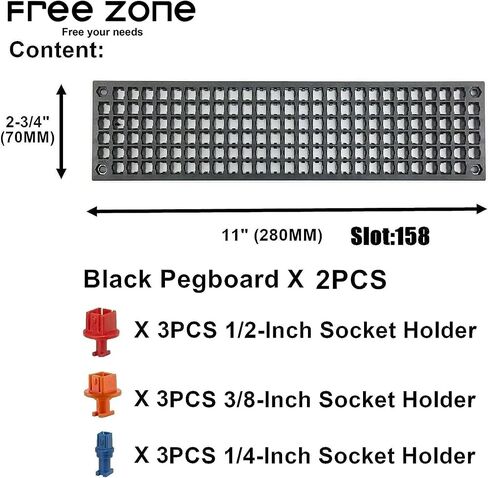 Free Zone Bit Organizer Set, 316-Hole 1/4" Hex Bit Toolbox Storage | Black; drive bit adapter & 1/2", 3/8", 1/4" socket holder compatible; anti-drop design; tools not included in Saudi Arabia