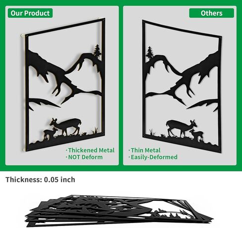 LONGKING 4 Pack Metal Wall Art, Mountain Iron Wall Sculpture, Art Wall Décor for Office, Dining Room, Living Room, Bedroom (Black, 17 x 12 in) in Kuwait