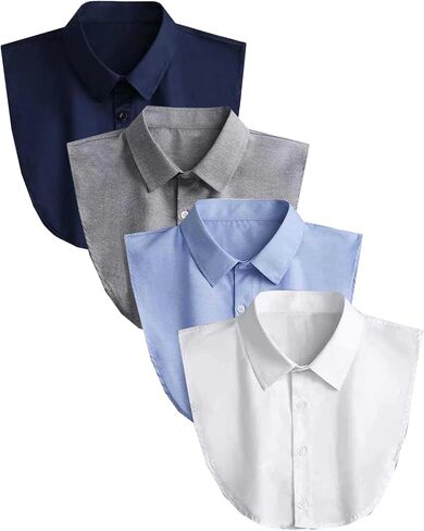 NIDMIDO 4 Pack Cotton Detachable Dickey Collar Blouse Half Shirts Faux Collar for Women & Men in Kuwait