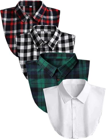 NIDMIDO 4 Pack Cotton Detachable Dickey Collar Blouse Half Shirts Faux Collar for Women & Men in Kuwait