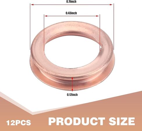 12 PCS M12 حشية برغي لتصريف الزيت ، T2 محرك النحاس زيت صرف قابس غسالة الانضغاط ، متوافق مع نيسان X-Trail NESSAN Teana/Sunny Livina Sylphy Tiida (الذهب) in Saudi Arabia