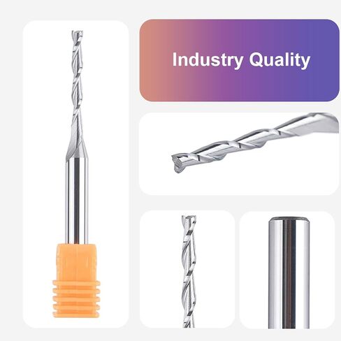 SpeTool Extra Long CNC Spiral Router Bits with Up Cut 1/8 inch Cutting Diameter, 1/4 inch Shank 3 inch Extra Long HRC55 Solid Carbide End Mill for Wood Cut, Carving in Saudi Arabia