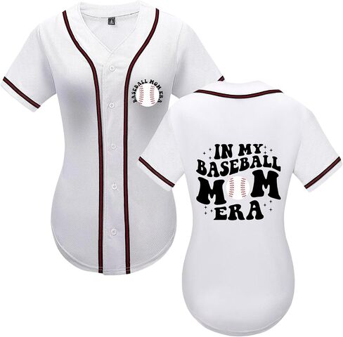 جيرسي للبيسبول النسائية في عصر أمي في لعبة البيسبول Tshirts Softball Sports Active Tee Game Day Armort Button Down Top in Kuwait